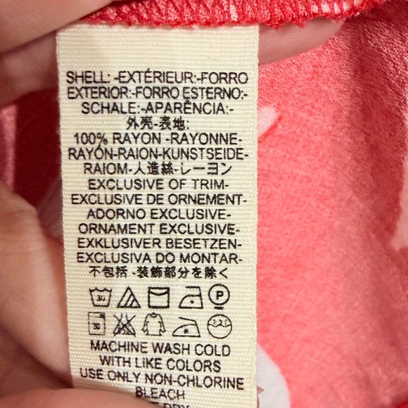 Free People Red Floral V Neck Long Sleeve Babydoll Tunic Top or Dress XS - Picture 5 of 7